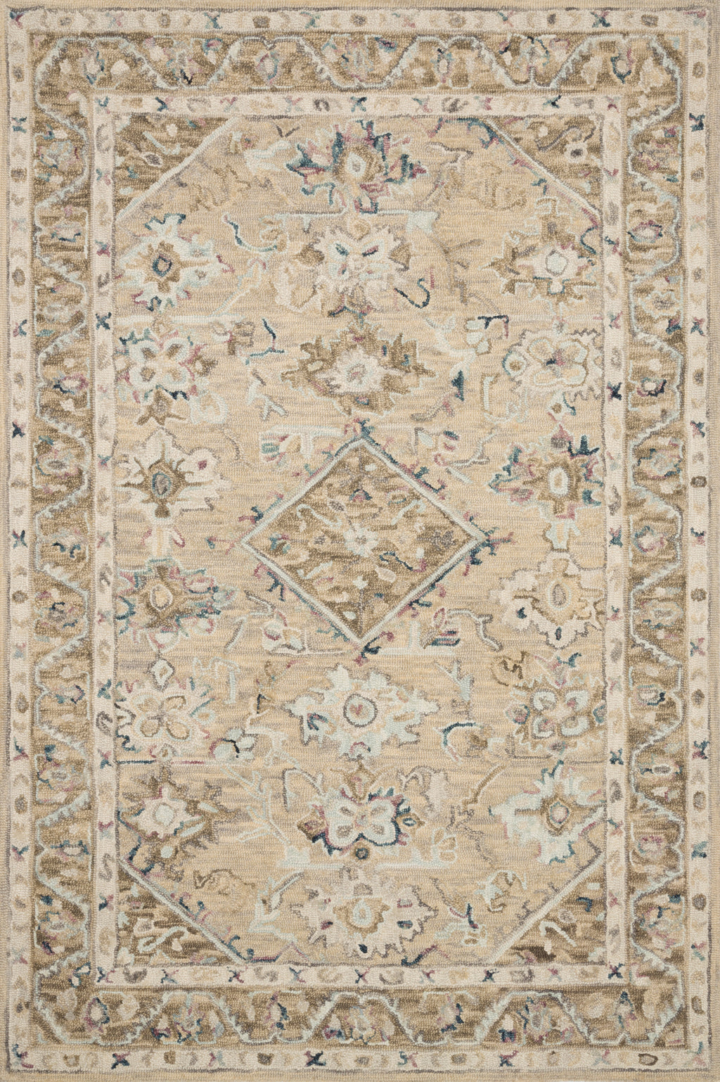 Beatty Collection Wool Rug  in  Beige / Ivory Beige Accent Hand-Hooked Wool