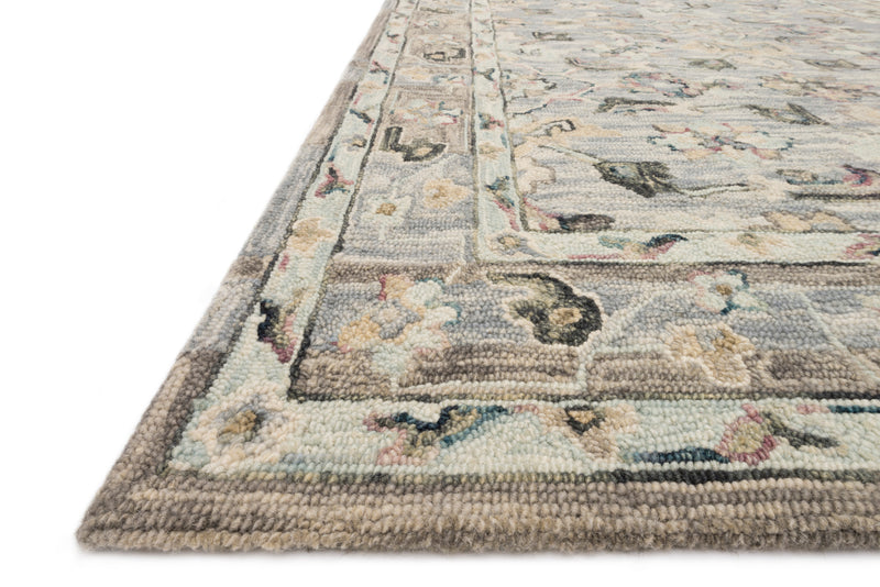 Beatty Collection Wool Rug  in  Light Blue / Multi Blue Accent Hand-Hooked Wool