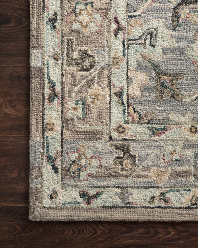 Beatty Collection Wool Rug  in  Light Blue / Multi Blue Accent Hand-Hooked Wool