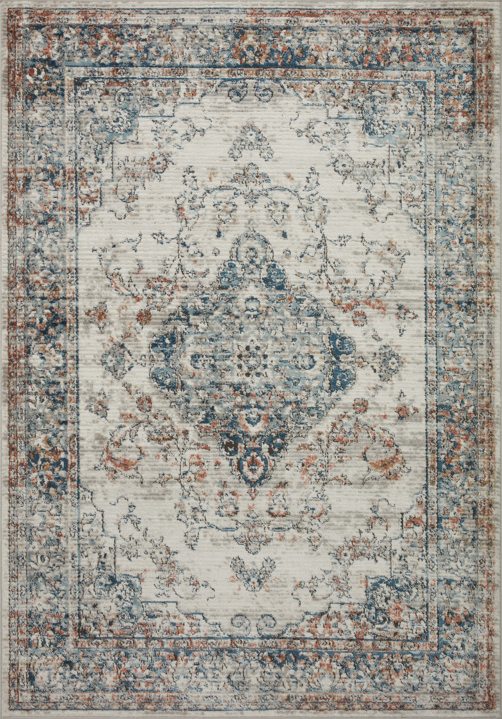 BIANCA Collection Rug  in  IVORY / OCEAN Ivory Accent Power-Loomed Polypropylene/Polyester