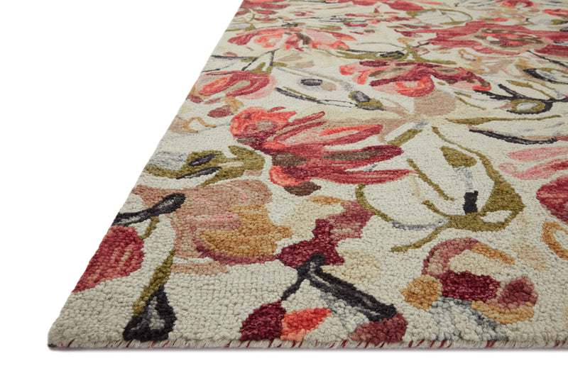 BELLADONNA Collection Wool Rug  in  Ivory / Raspberry Ivory Accent Hand-Hooked Wool