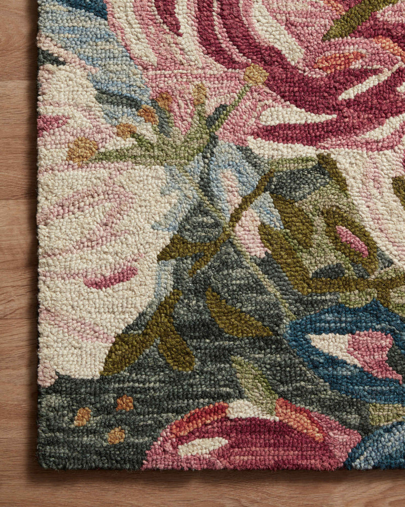 BELLADONNA Collection Wool Rug  in  Lagoon / Multi Blue Accent Hand-Hooked Wool