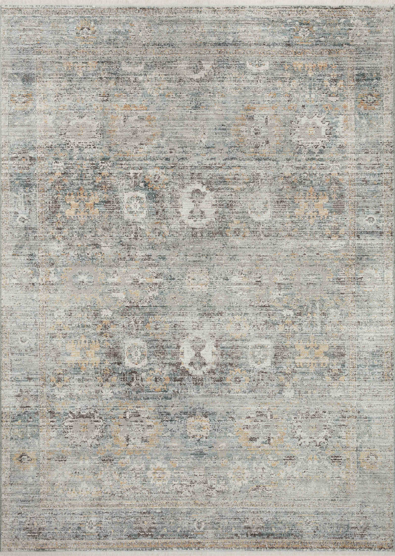 BONNEY Collection Rug  in  TEAL / GOLD Blue Medium-Large Power-Loomed Polyester