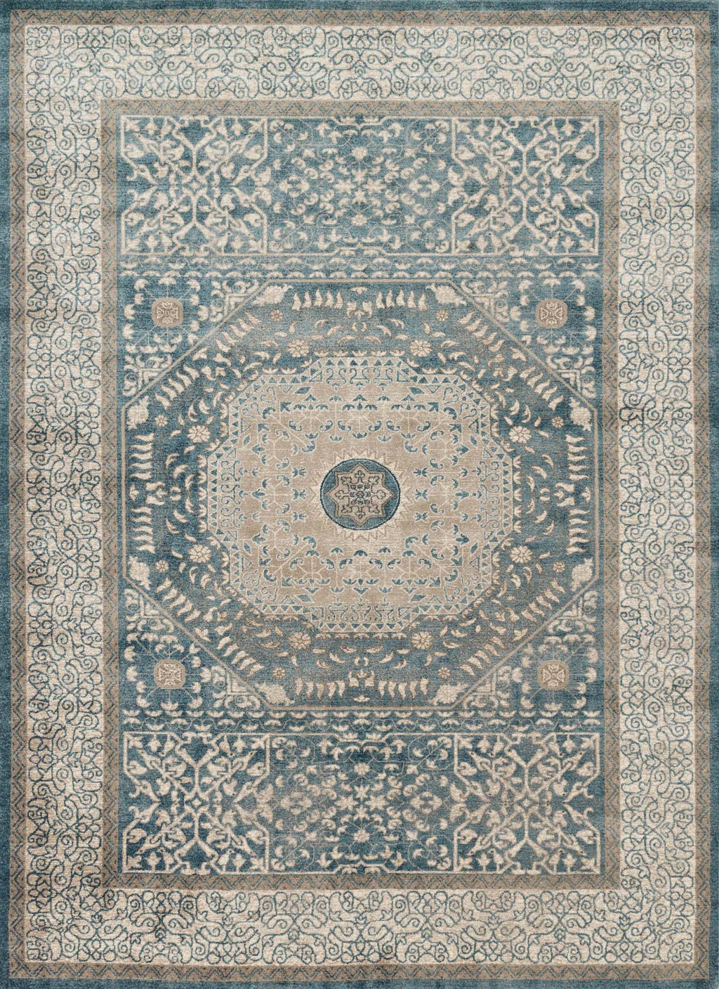 CENTURY Collection Rug  in  BLUE / SAND Blue Runner Power-Loomed Polypropylene