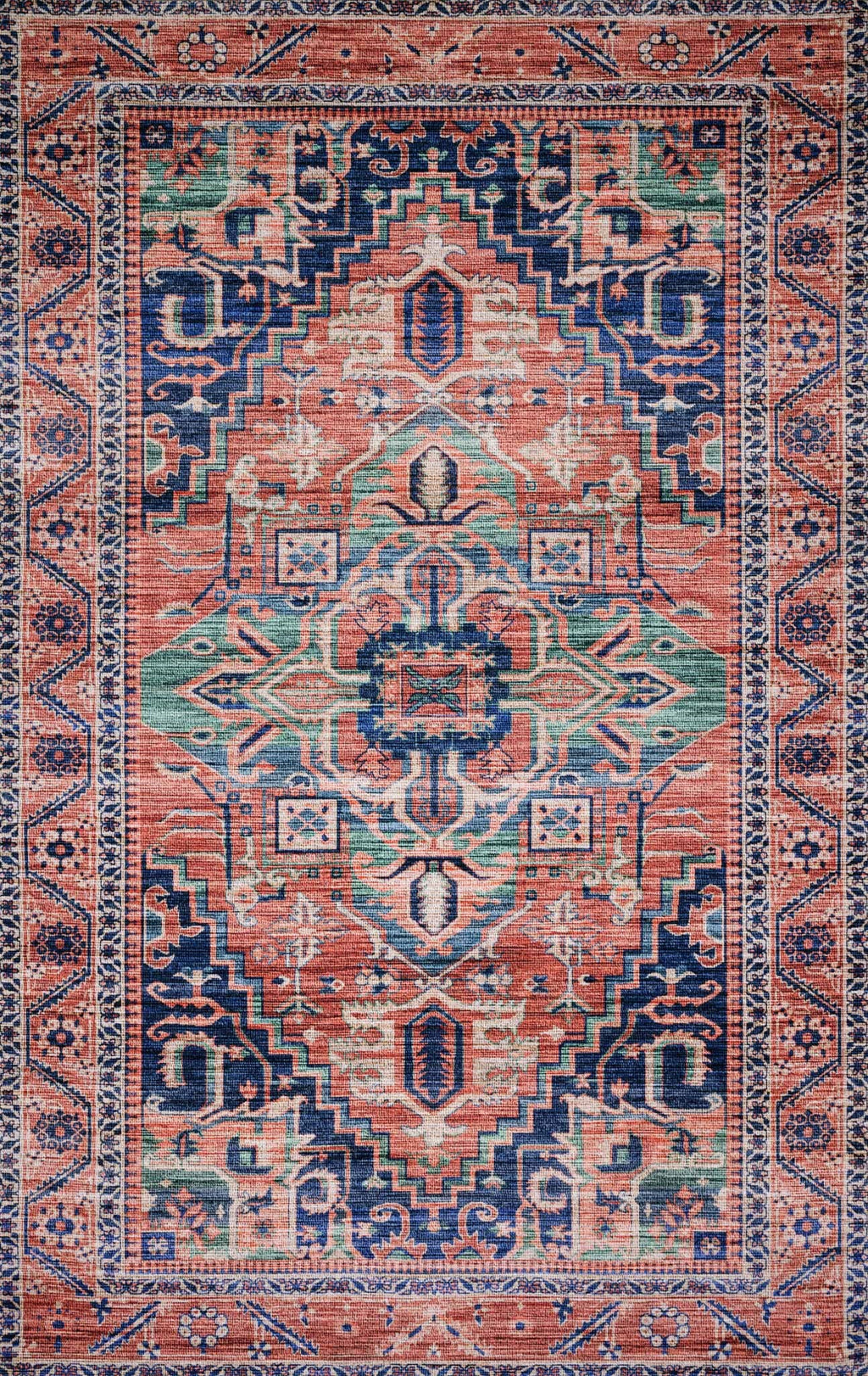 CIELO Collection Rug  in  CORAL / MULTI Orange Runner Power-Loomed Polyester