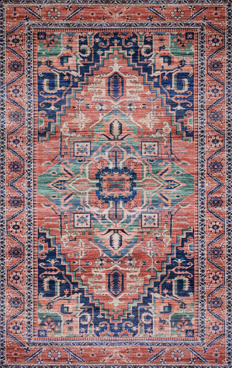 CIELO Collection Rug  in  CORAL / MULTI Orange Runner Power-Loomed Polyester