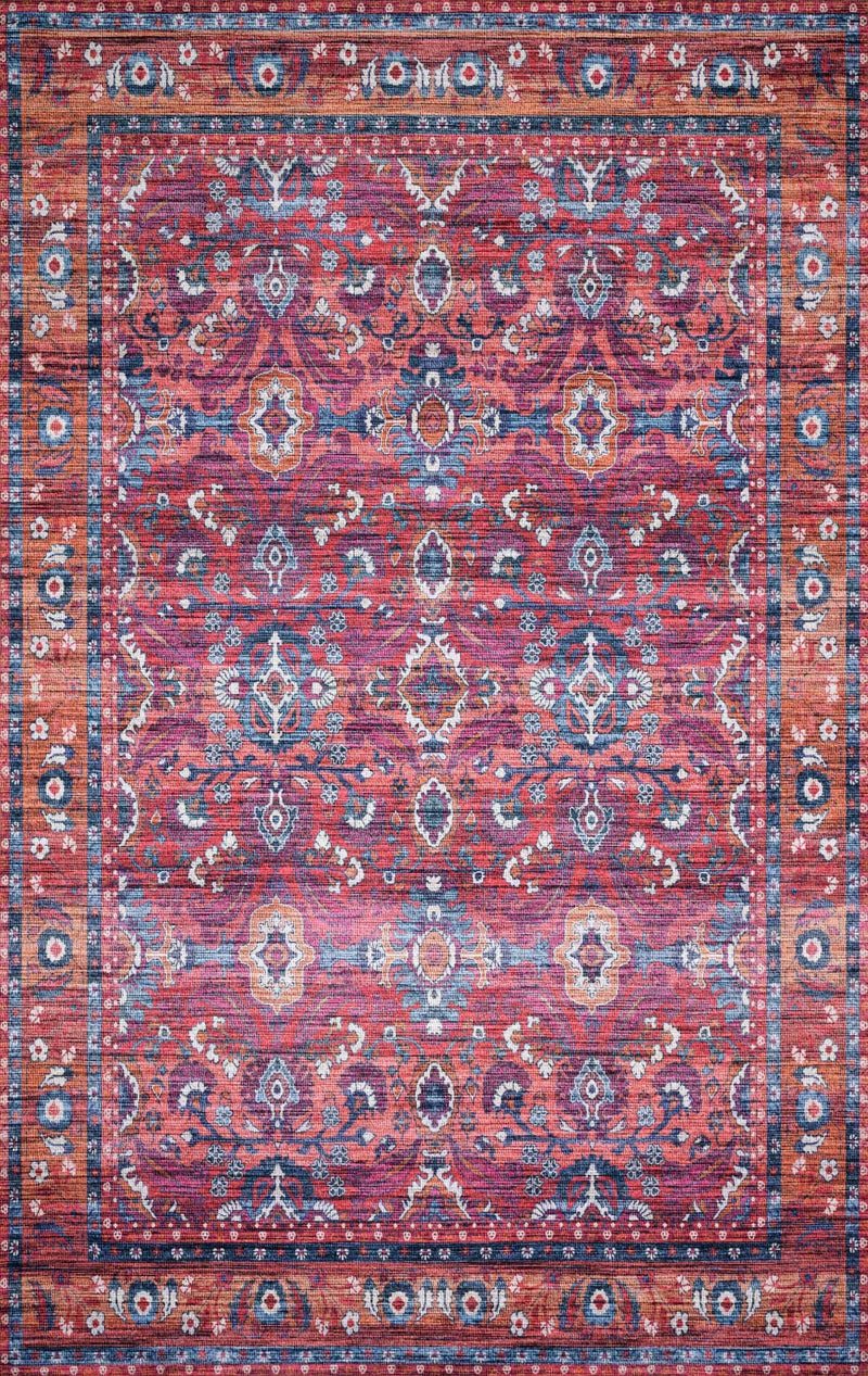CIELO Collection Rug  in  BERRY / TANGERINE Red Runner Power-Loomed Polyester