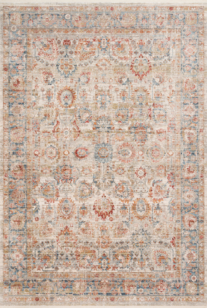CLAIRE Collection Rug  in  IVORY / OCEAN Ivory Runner Power-Loomed Polyester
