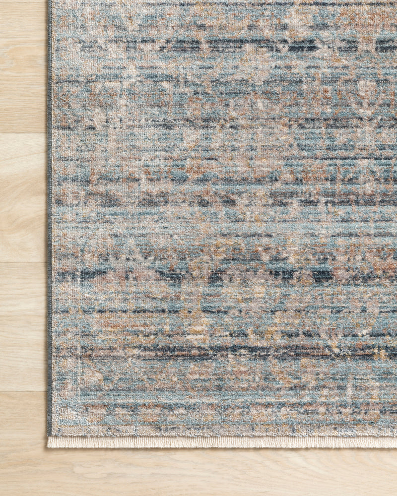 CLAIRE Collection Rug  in  OCEAN / GOLD Blue Runner Power-Loomed Polyester