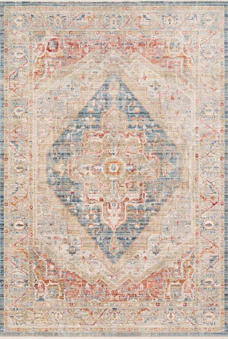 CLAIRE Collection Rug  in  BLUE / MULTI Blue Runner Power-Loomed Polyester