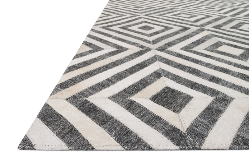 DORADO Collection Wool/Viscose Rug  in  CHARCOAL / IVORY Gray Runner Hand-Loomed Wool/Viscose
