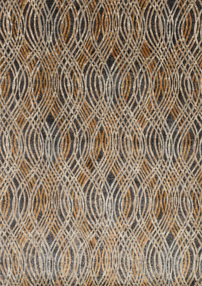 DREAMSCAPE Collection Rug  in  CHARCOAL / GOLD Gray Runner Power-Loomed Polypropylene/Polyester