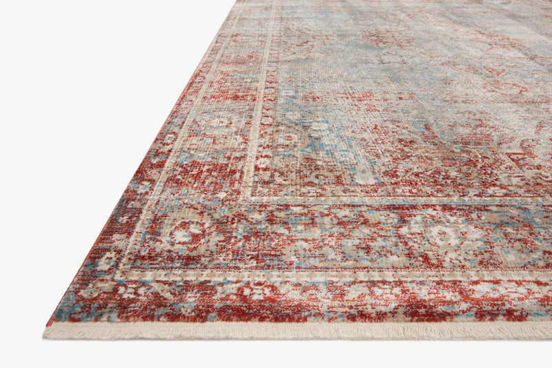 Elise Collection Rug in SKY / RED