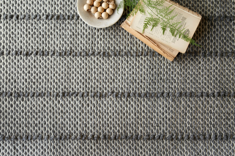 ELLISTON Collection Wool Rug  in  CHARCOAL Gray Accent Hand-Woven Wool