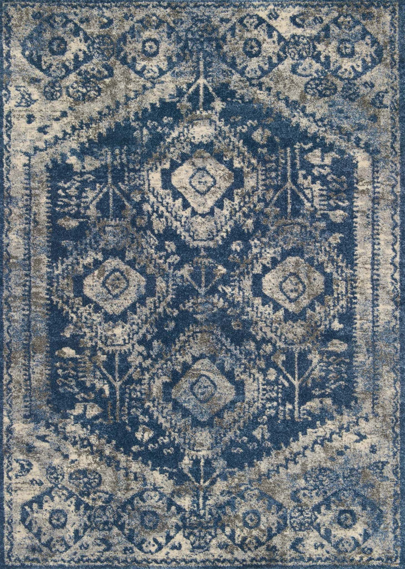EMORY Collection Rug  in  BLUE / PEBBLE Blue Runner Power-Loomed Polypropylene