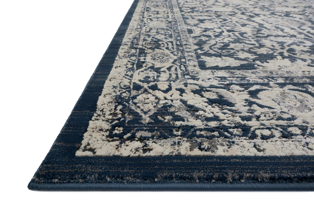 EVERLY Collection Wool/Viscose Rug in INDIGO / INDIGO Blue Accent Power-Loomed Wool/Viscose