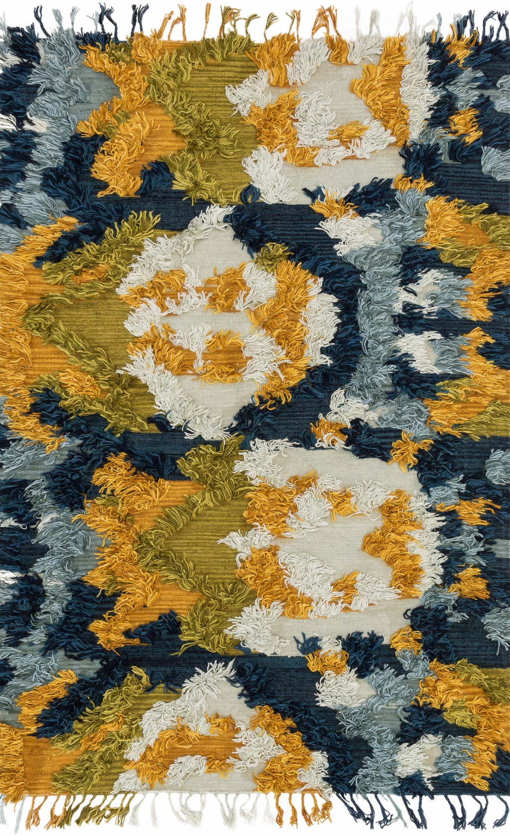 FABLE Collection Rug  in  MARINE / GOLD Yellow Small Hand-Woven Viscose