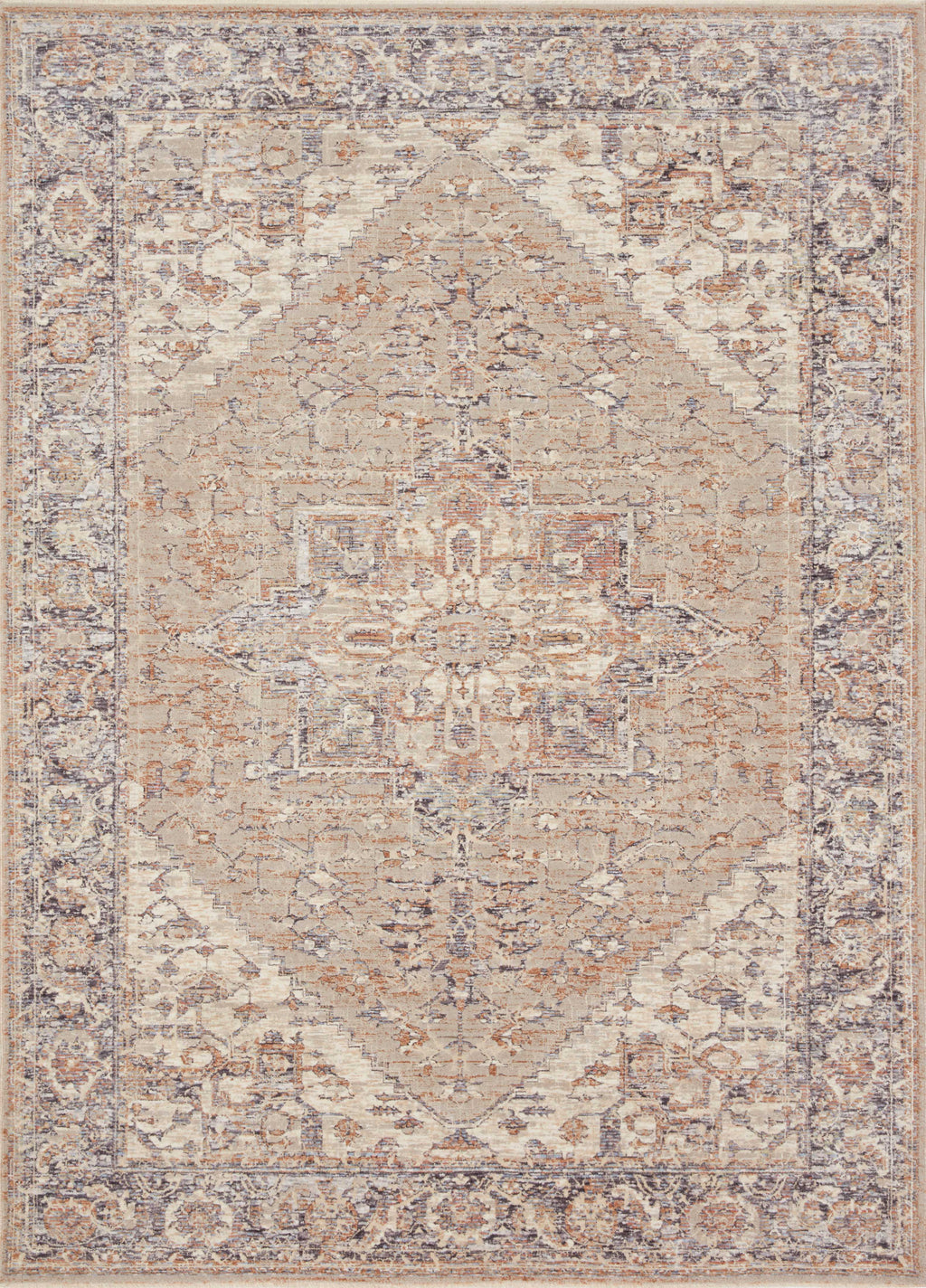 FAYE Collection Rug  in  Taupe / Denim Beige Accent Power-Loomed Jute/Wool