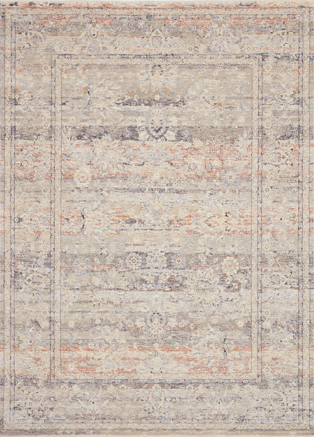 FAYE Collection Rug  in  Denim / Rust Blue Accent Power-Loomed Viscose
