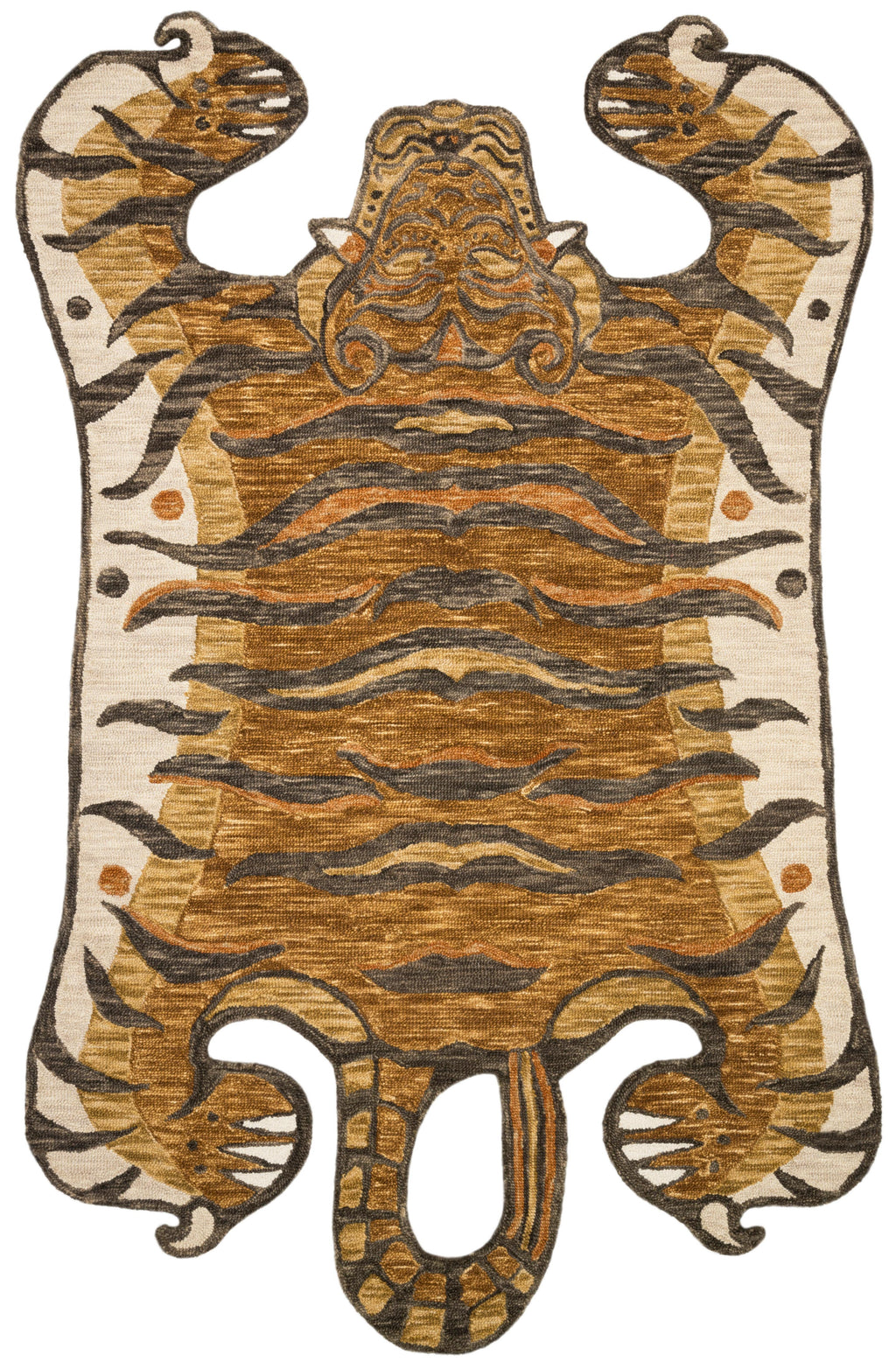 FEROZ Collection Wool Rug  in  GOLD Gold Small Hand-Hooked Wool