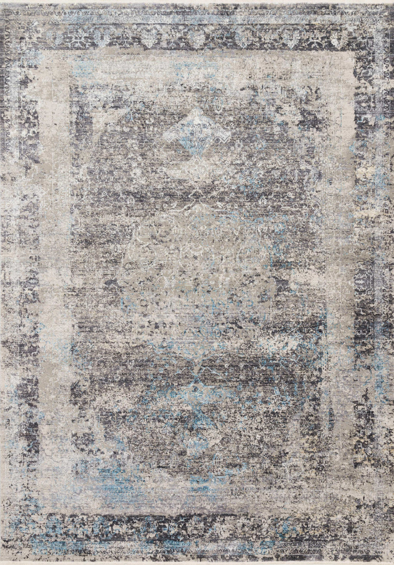 FRANCA Collection Wool/Viscose Rug  in  CHARCOAL / SKY Gray Accent Power-Loomed Wool/Viscose