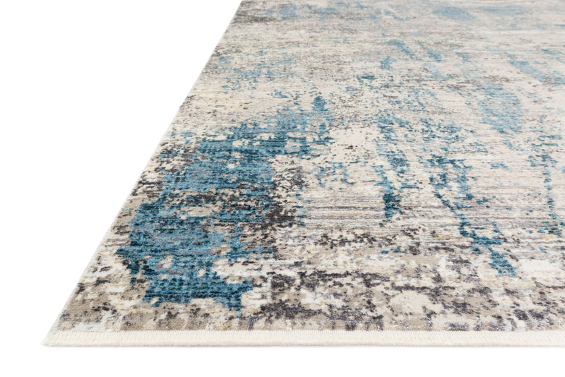 FRANCA Collection Wool/Viscose Rug  in  GREY / OCEAN Gray Accent Power-Loomed Wool/Viscose