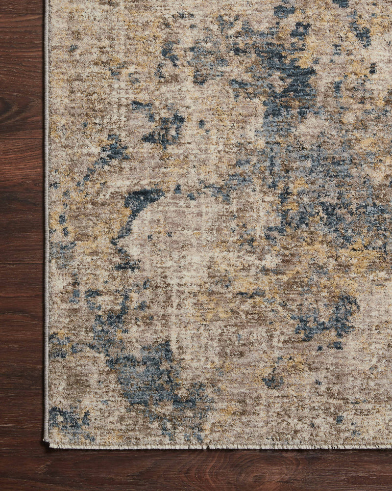 Gaia Collection Rug  in  Taupe / Denim Beige Accent Power-Loomed Polyester