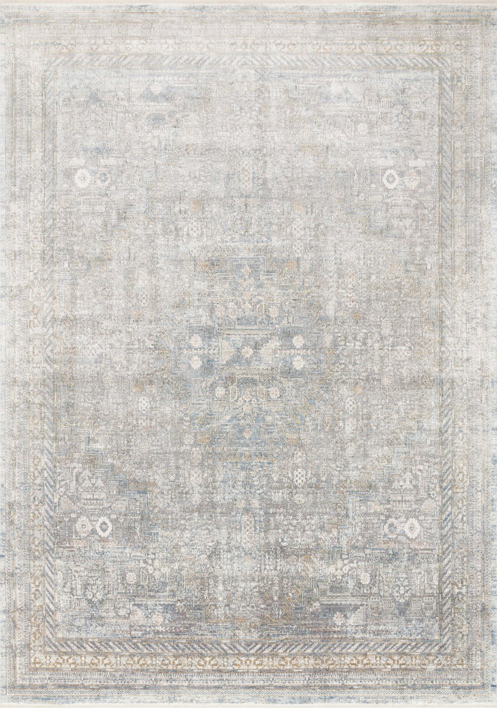 GEMMA Collection Rug  in  SILVER / MULTI Gray Runner Power-Loomed Viscose/Acrylic