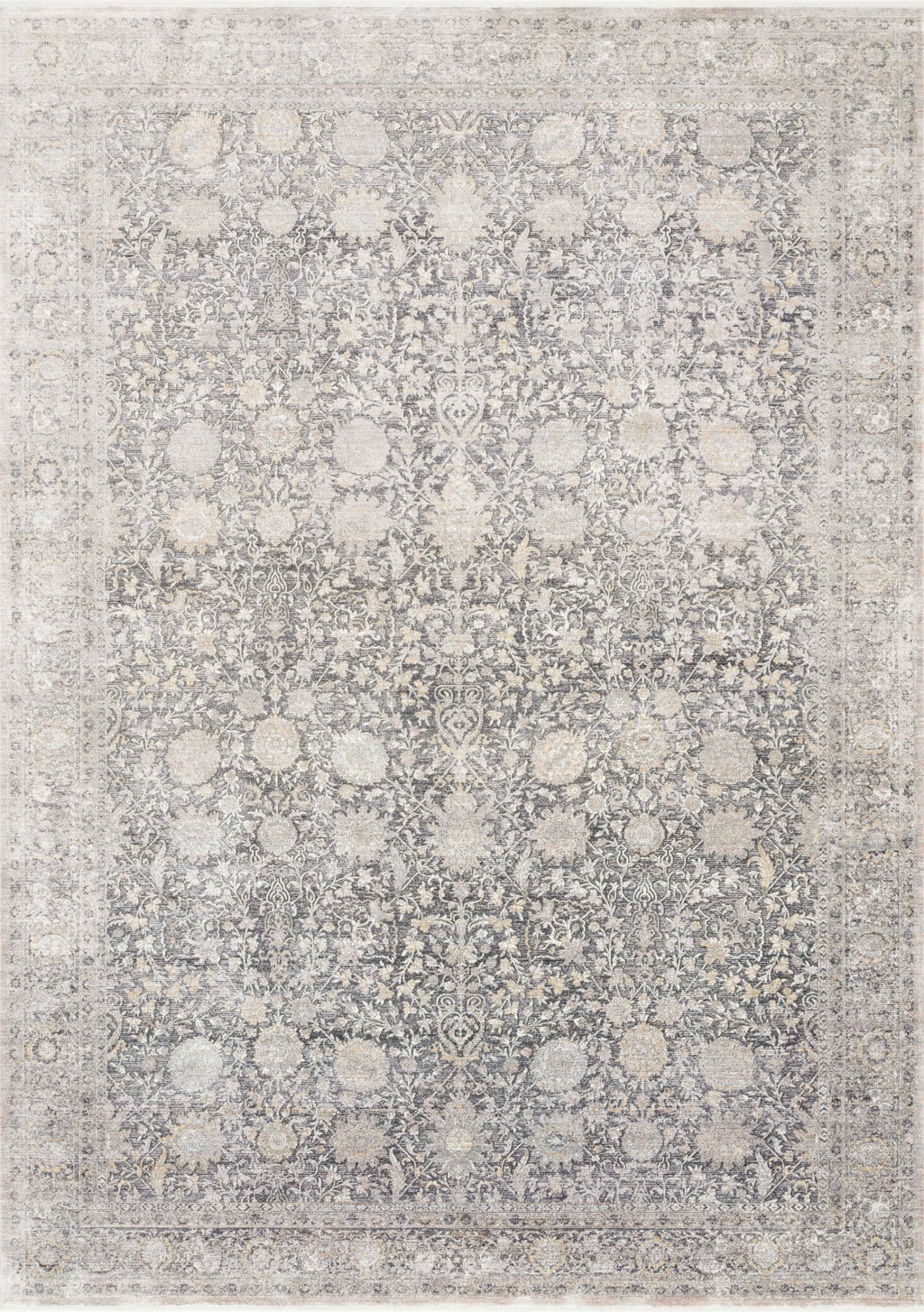 GEMMA Collection Rug  in  CHARCOAL / SAND Gray Runner Power-Loomed Viscose/Acrylic