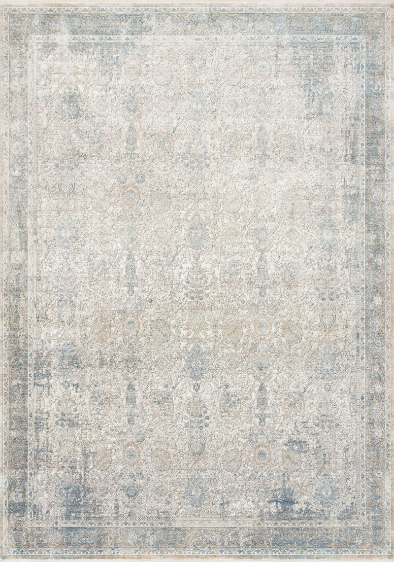 GEMMA Collection Rug  in  CHARCOAL / SKY Gray Runner Power-Loomed Viscose/Acrylic