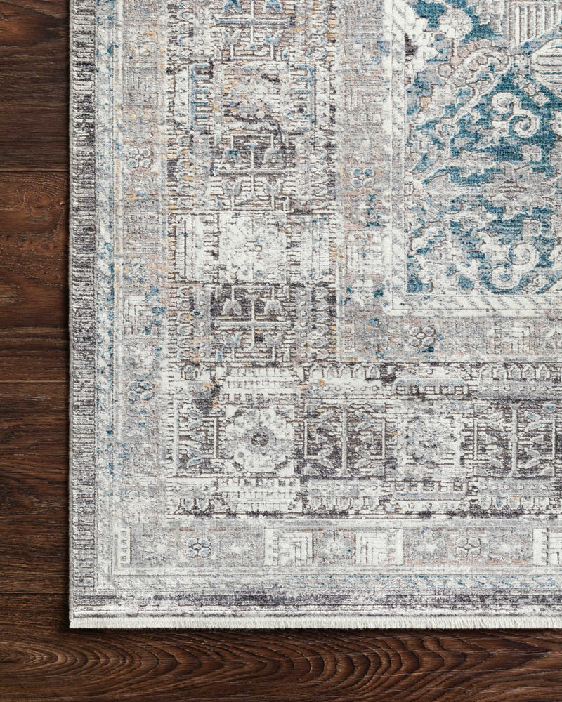 GEMMA Collection Rug  in  GREY / OCEAN Gray Small Power-Loomed Viscose/Acrylic