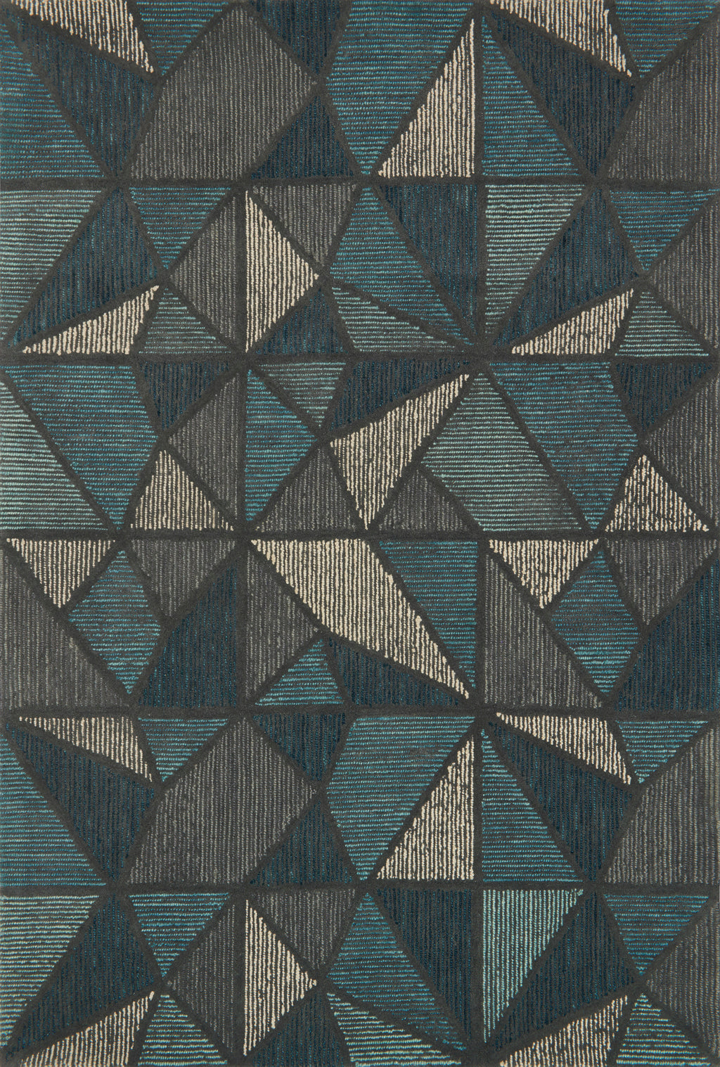 GEMOLOGY Collection Wool Rug  in  TEAL / GREY Blue Runner Hand-Tufted Wool