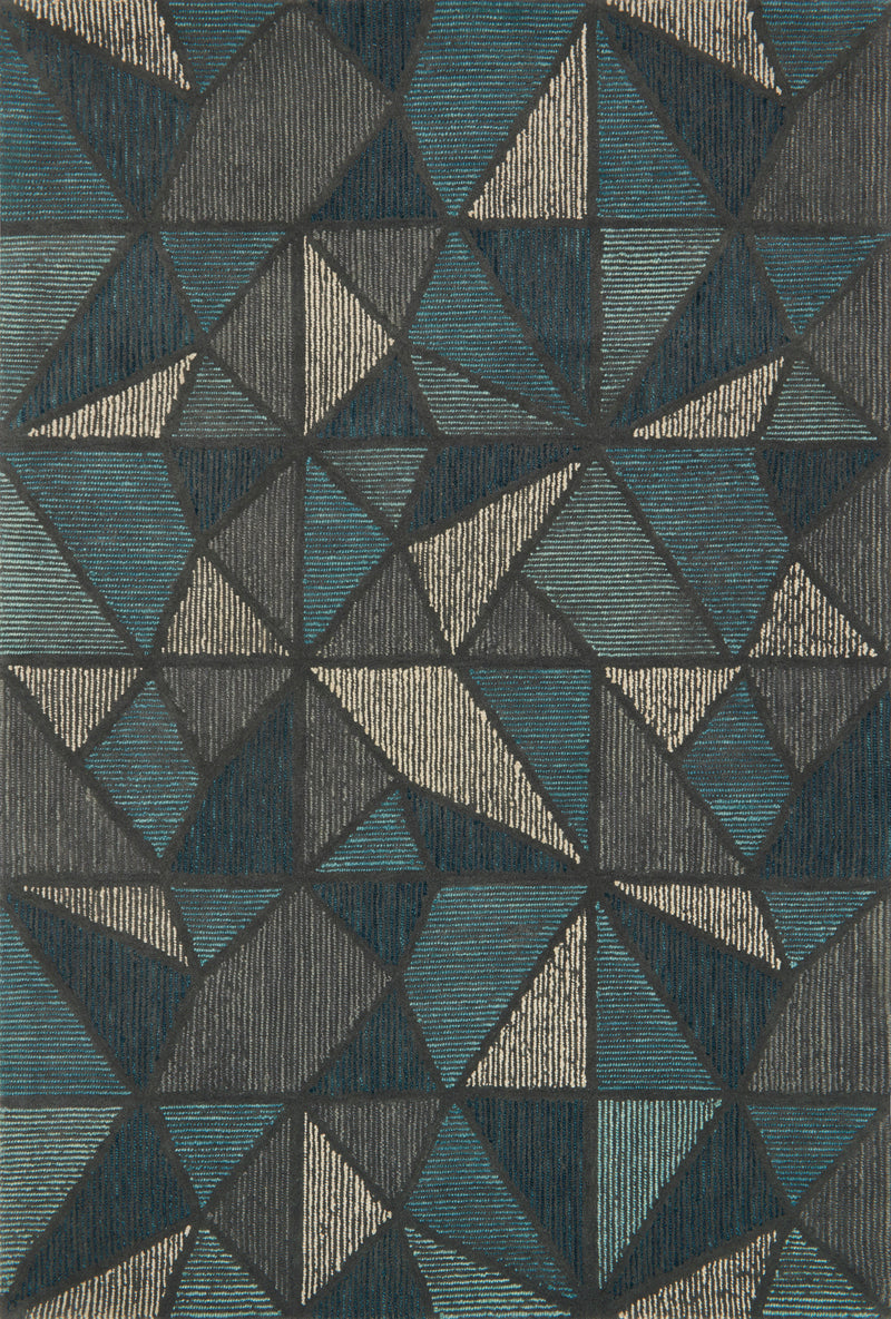 GEMOLOGY Collection Wool Rug  in  TEAL / GREY Blue Runner Hand-Tufted Wool