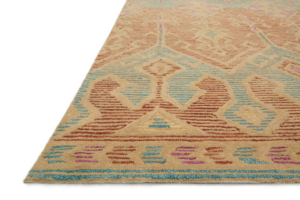 GEMOLOGY Collection Wool Rug  in  SPICE / TEAL Red Runner Hand-Tufted Wool