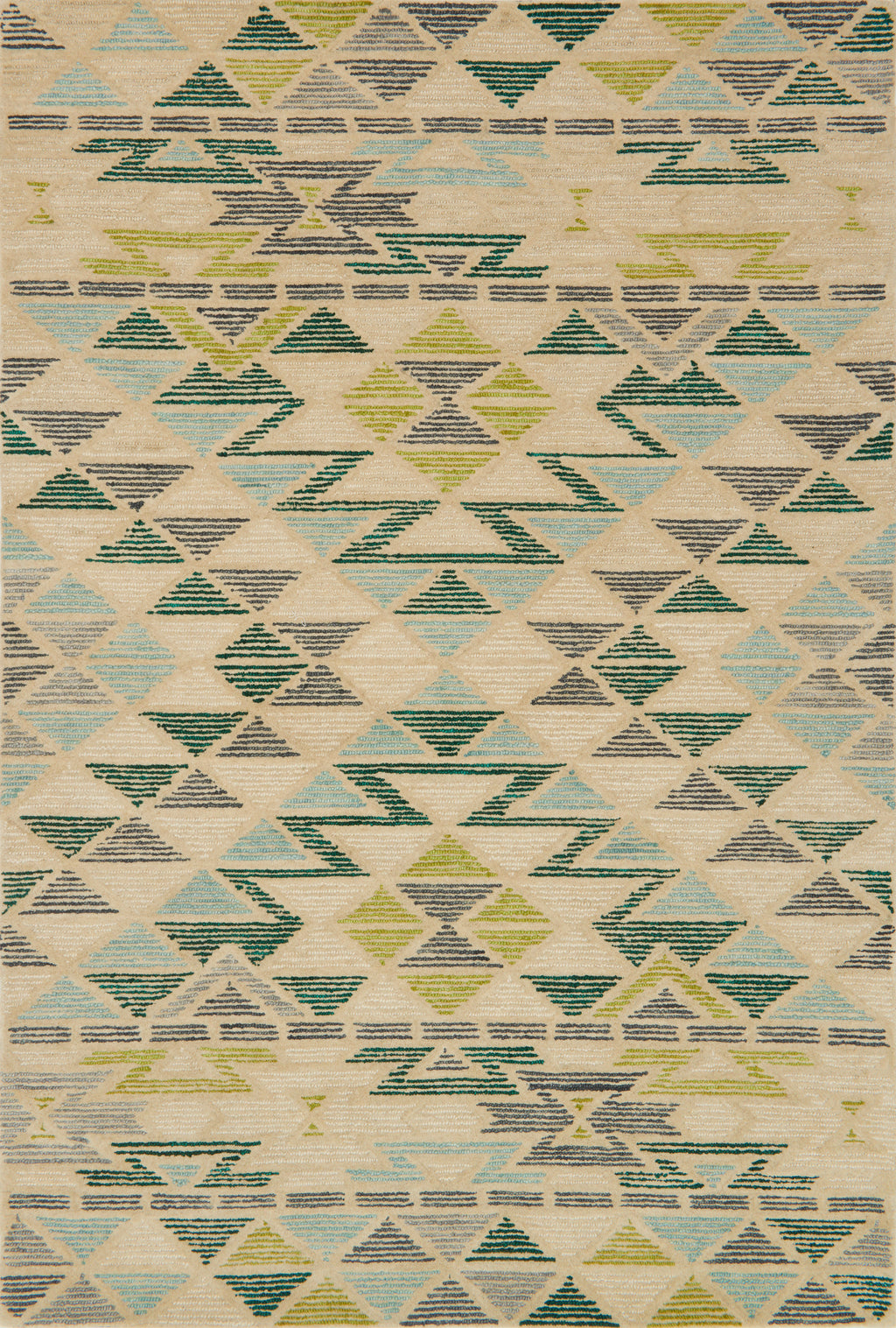 GEMOLOGY Collection Wool Rug  in  IVORY / AQUA Ivory Runner Hand-Tufted Wool