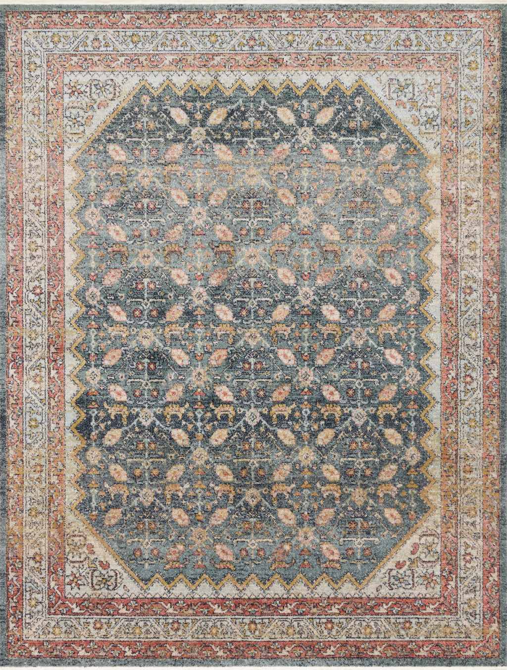 GRAHAM Collection Rug  in  BLUE / PERSIMMON Blue Accent Power-Loomed Polypropylene