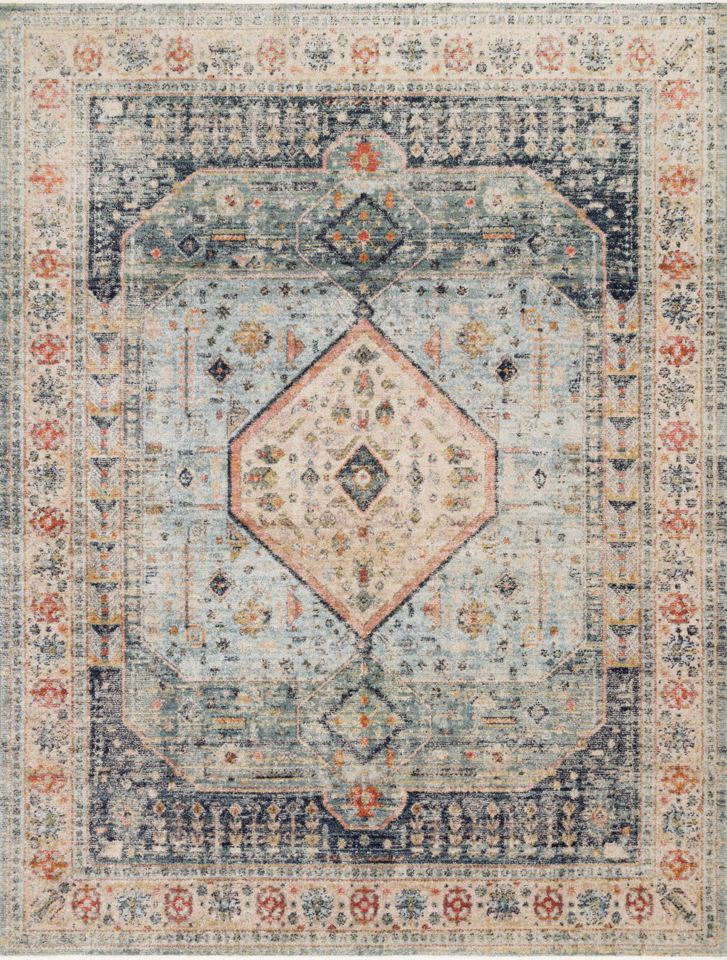 GRAHAM Collection Rug  in  BLUE / ANT. IVORY Blue Accent Power-Loomed Polypropylene