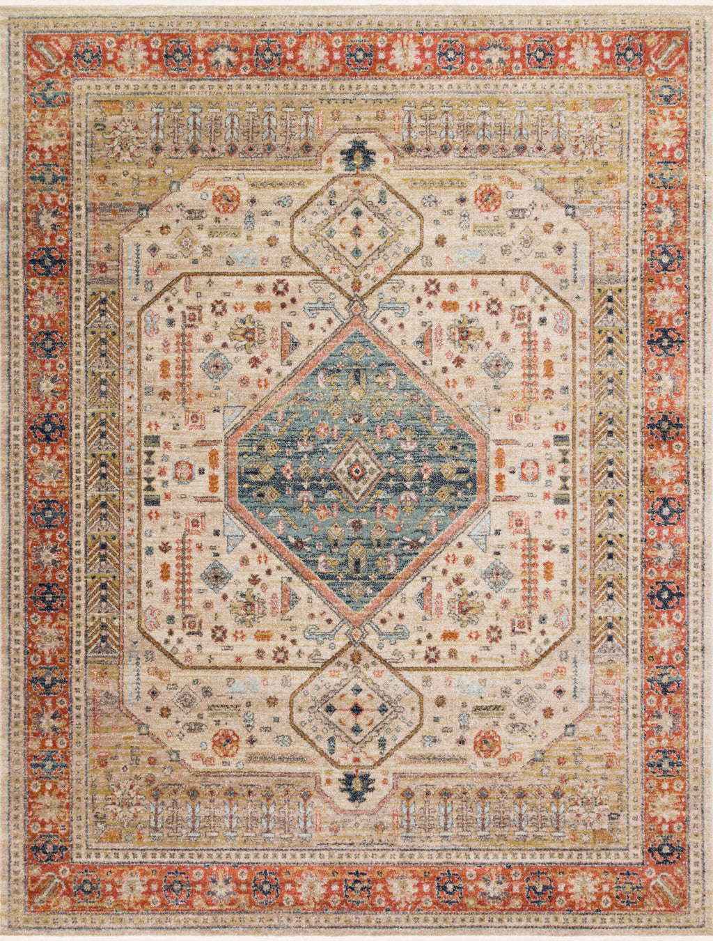 GRAHAM Collection Rug  in  PERSIMMON / ANT.IVORY Orange Accent Power-Loomed Polypropylene