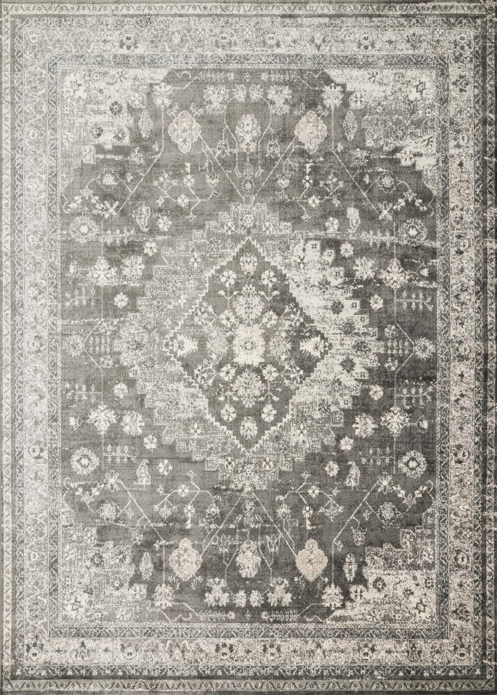 GRIFFIN Collection Rug  in  CHARCOAL Gray Runner Power-Loomed Viscose