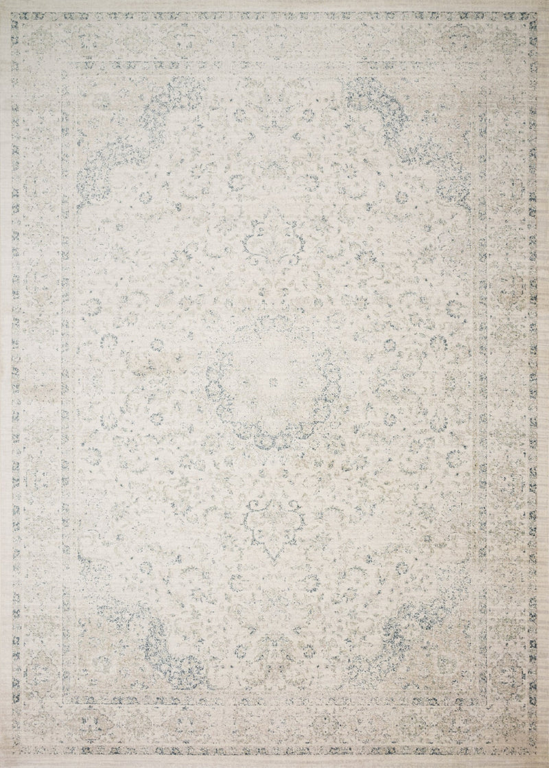 GRIFFIN Collection Rug  in  IVORY / BLUE Ivory Runner Power-Loomed Viscose