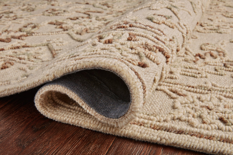 Halle Collection Wool Rug  in  Natural / Sage Beige Accent Hand-Hooked Wool