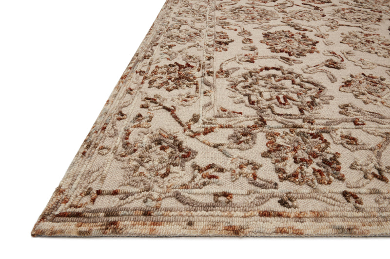 Halle Collection Wool Rug  in  Taupe / Rust Beige Accent Hand-Hooked Wool