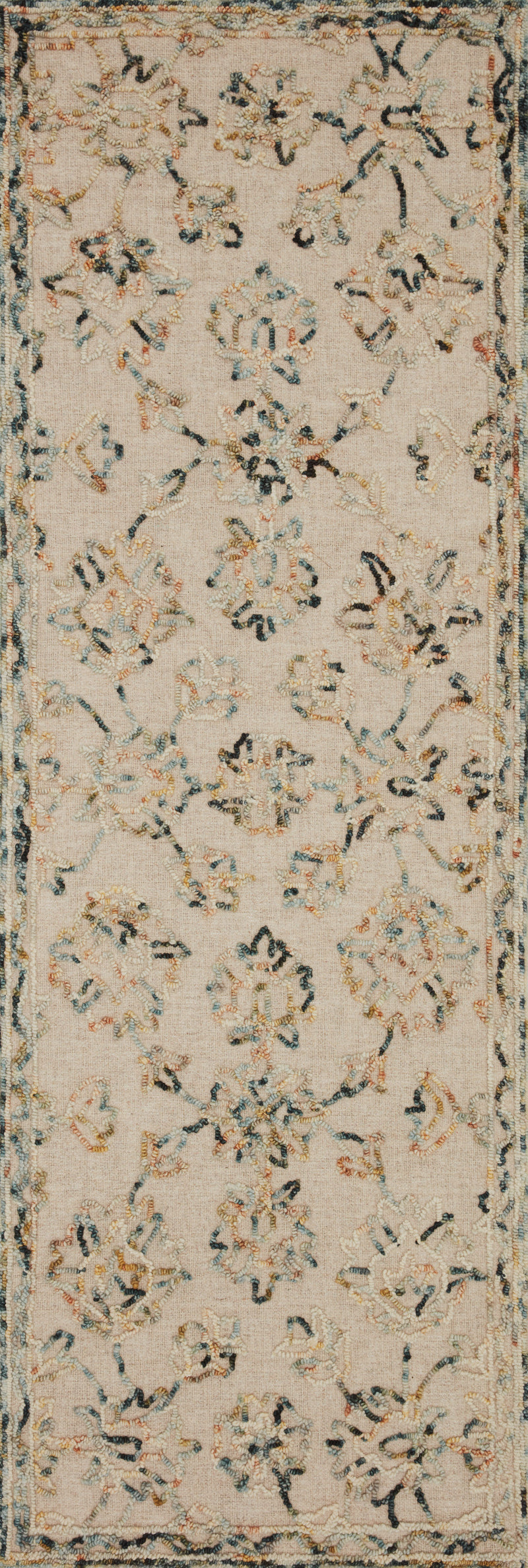 Halle Collection Wool Rug  in  Lagoon / Multi Blue Accent Hand-Hooked Wool