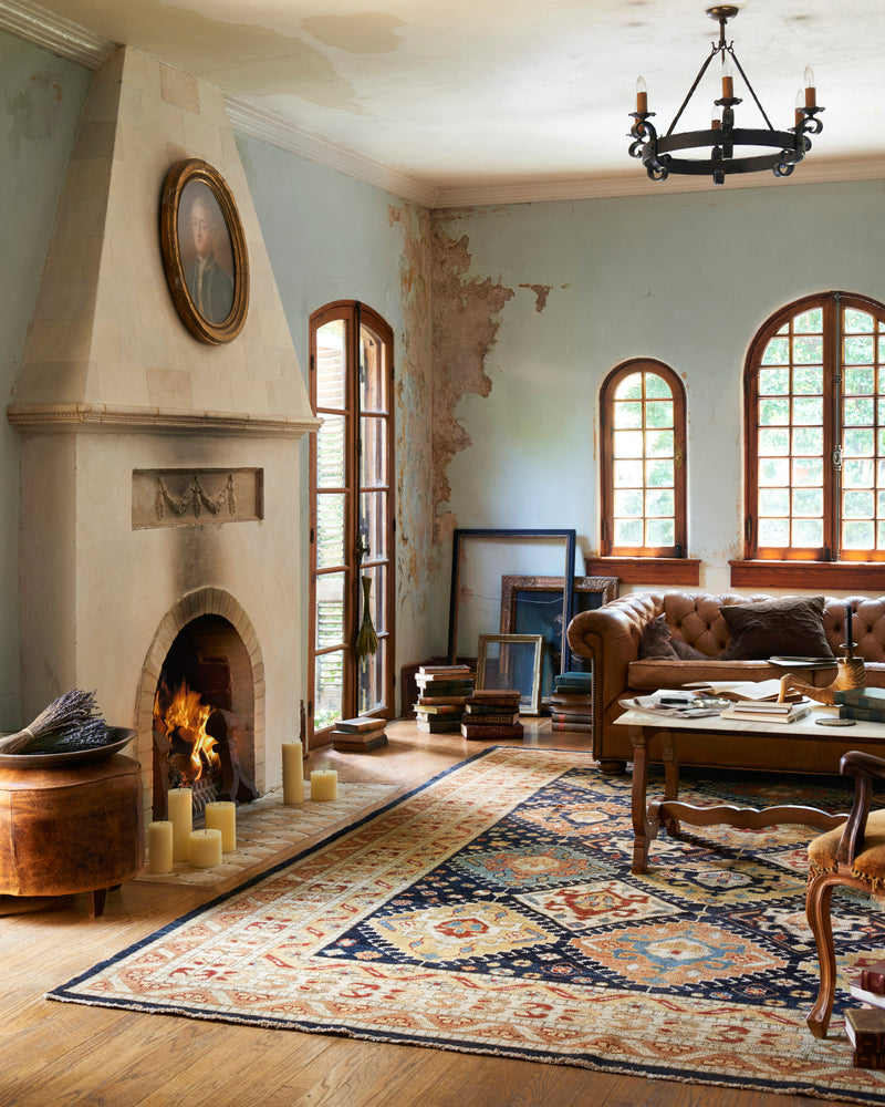 HEIRLOOM Collection Rug  in  NAVY / MULTI Blue Accent Hand-Knotted Viscose
