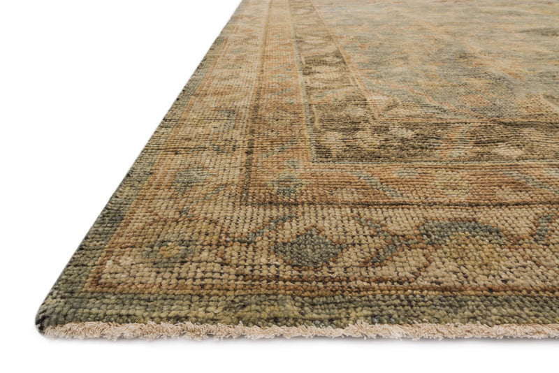 HEIRLOOM Collection Rug  in  AQUA / TERRACOTTA Blue Accent Hand-Knotted Viscose