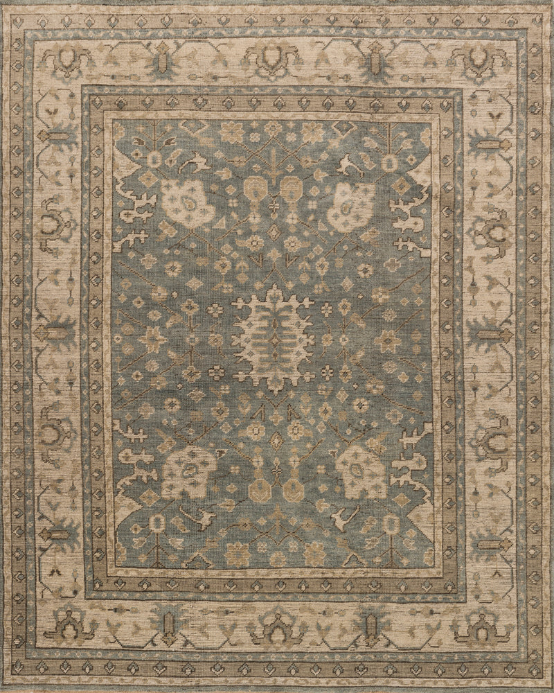 HEIRLOOM Collection Rug  in  AQUA / STONE Blue Accent Hand-Knotted Viscose