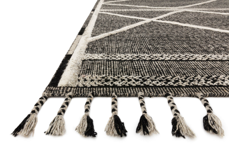 IMAN Collection Wool Rug  in  BEIGE / CHARCOAL Beige Accent Hand-Knotted Wool