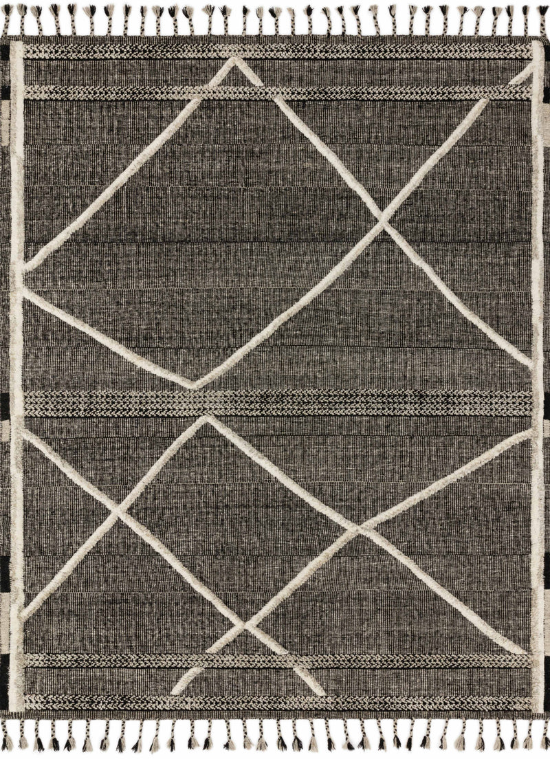 IMAN Collection Wool Rug  in  BEIGE / CHARCOAL Beige Accent Hand-Knotted Wool