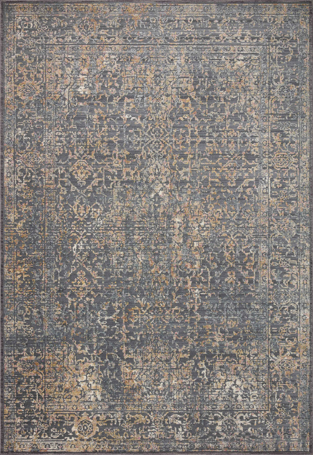 INDRA Collection Rug  in  Graphite / Sunset Gray Accent Power-Loomed Polypropylene/Polyester