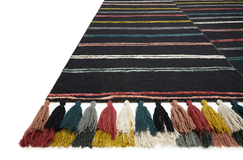 JAMILA Collection Wool/Viscose Rug  in  Charcoal / Multi Gray Accent Hand-Hooked Wool/Viscose